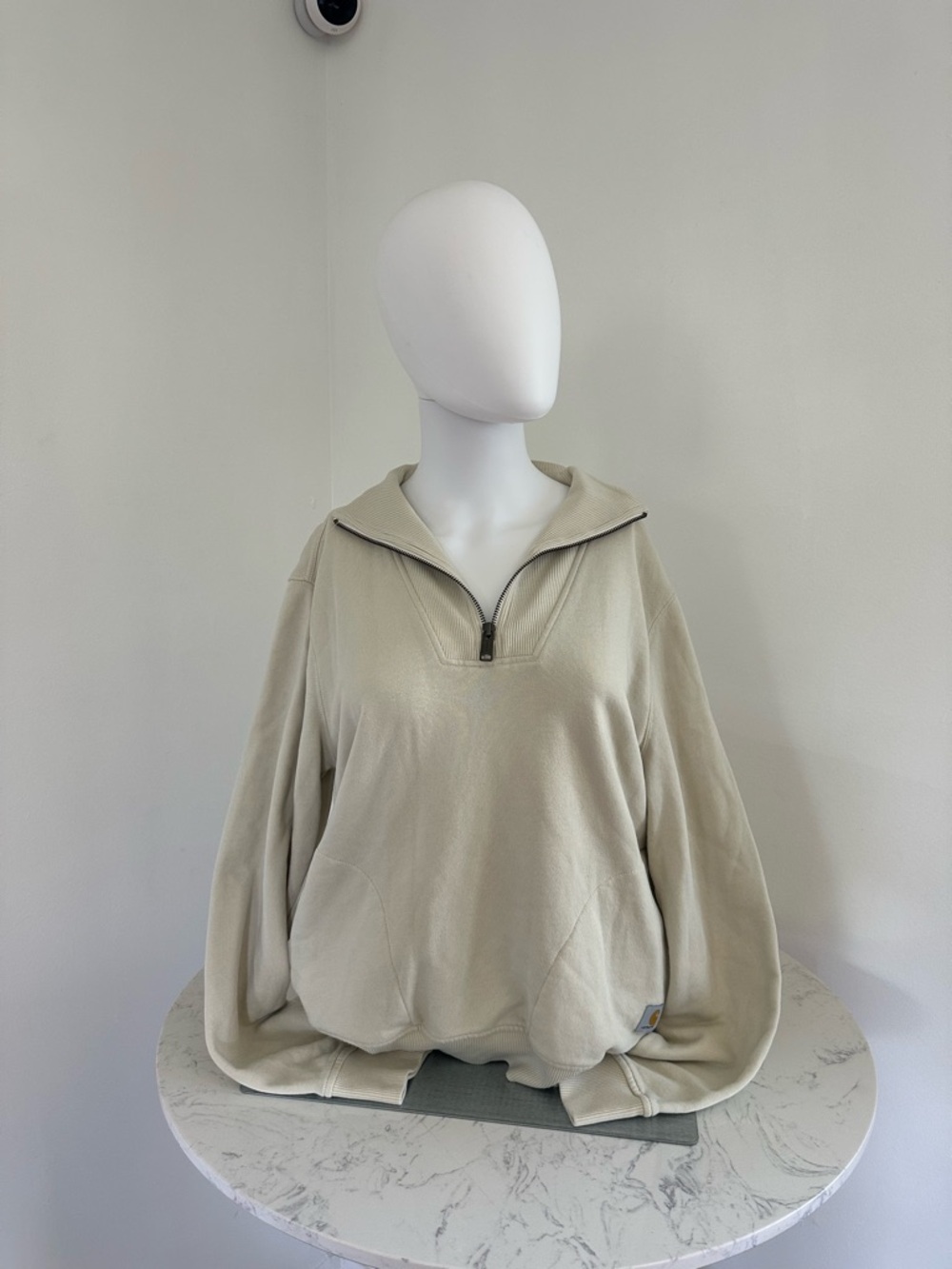 Carhartt Neutral Cream Quarter-Zip Pullover Sweater